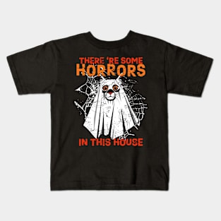 There are some horrors in this house Boo Cat Halloween Kids T-Shirt